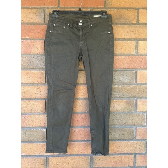Rag & Bone Jeans For Intermix Capri Zipper Hem Slim Skinny | Olive | Size 30 - Picture 1 of 13